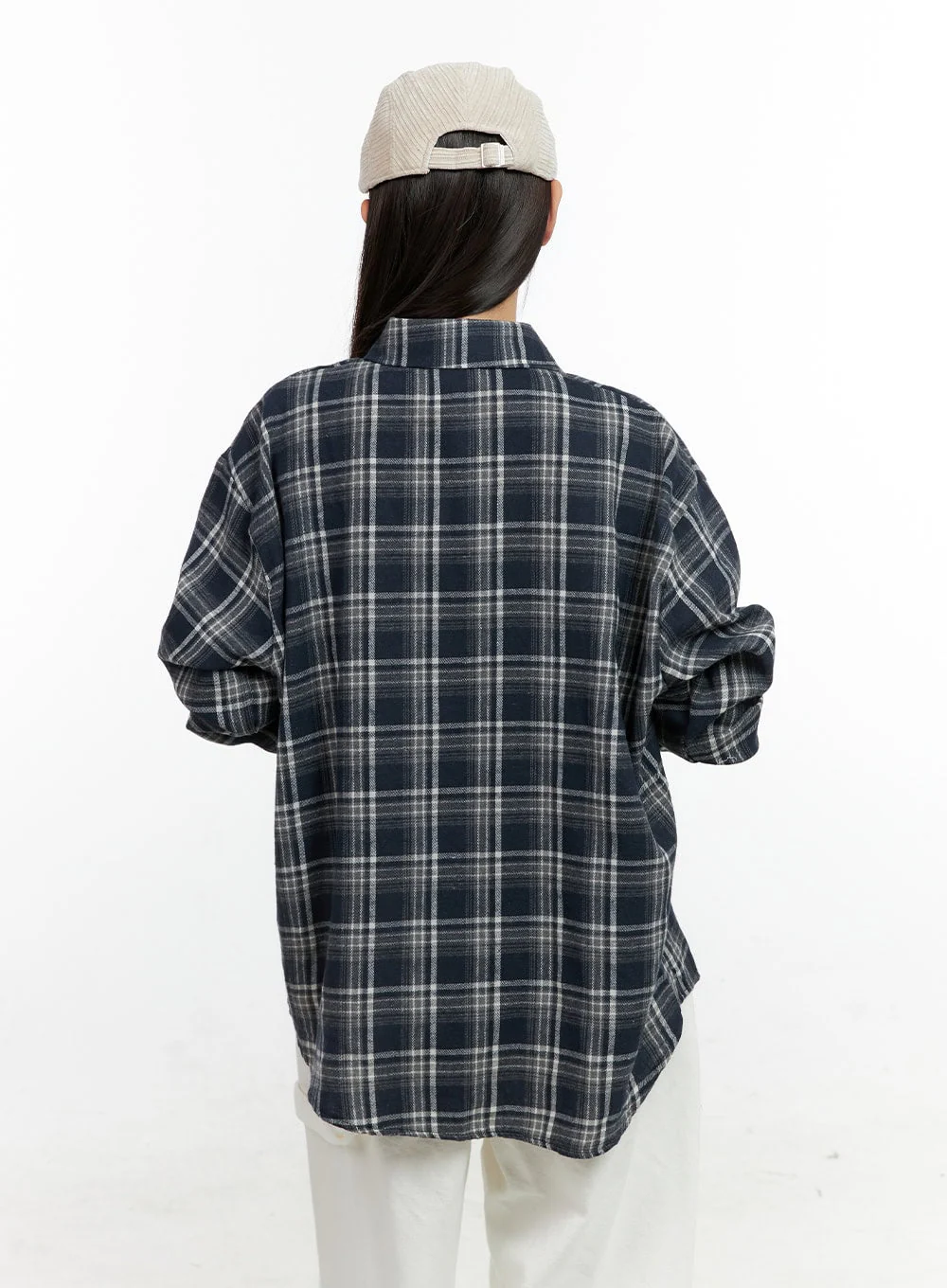 Buttoned Long Sleeve Check Blouse CN406 - Image 5