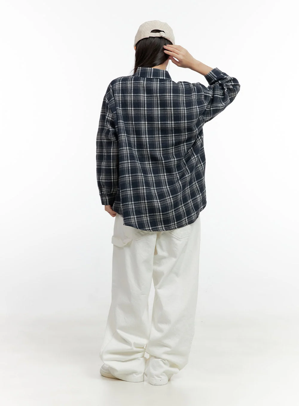 Buttoned Long Sleeve Check Blouse CN406 - Image 6