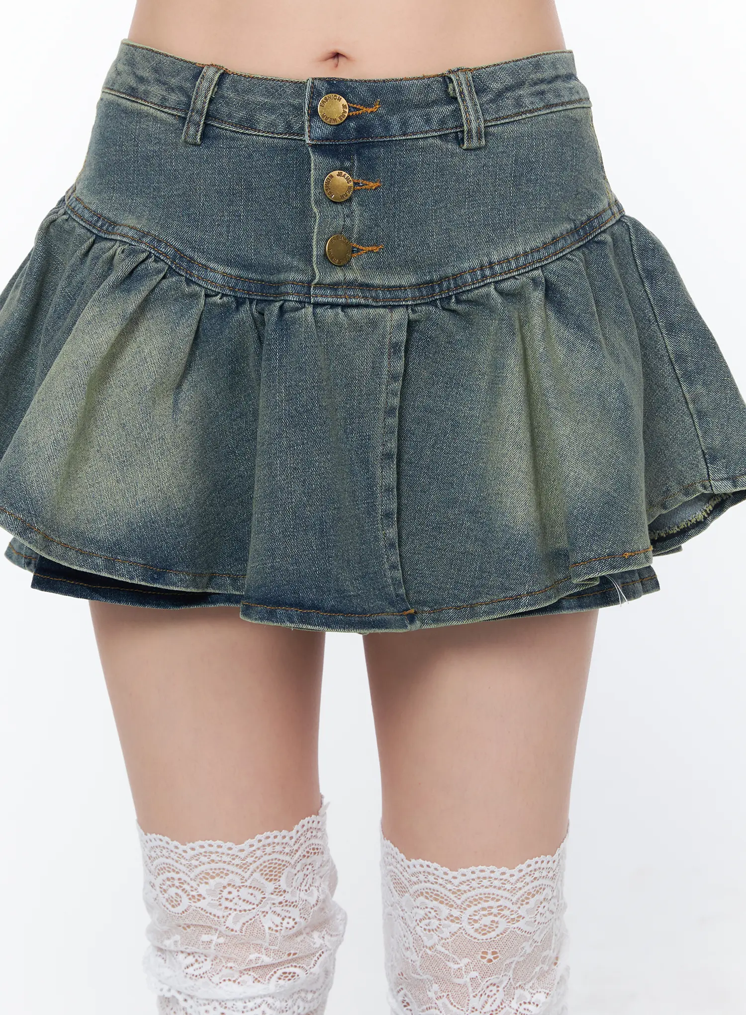 Buttoned Pleated Mini Skirt CA528 - Image 3