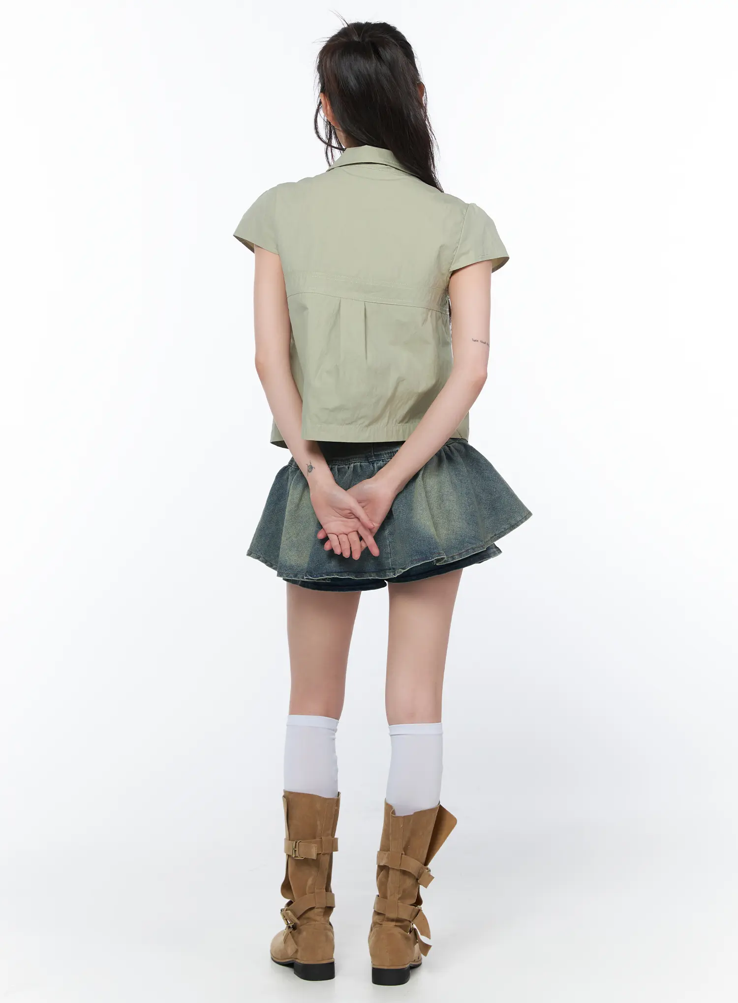 Buttoned Pleated Mini Skirt CA528 - Image 7