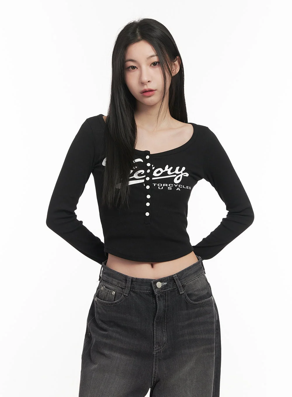 Buttoned Slim-Fit Crop Top CF514 - Image 10