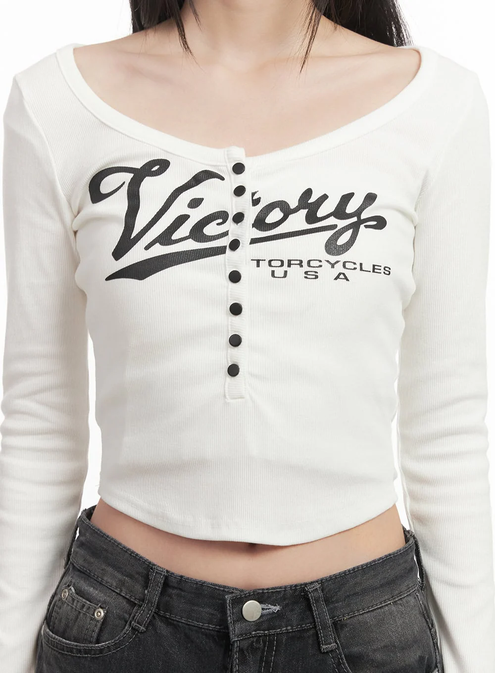 Buttoned Slim-Fit Crop Top CF514 - Image 3