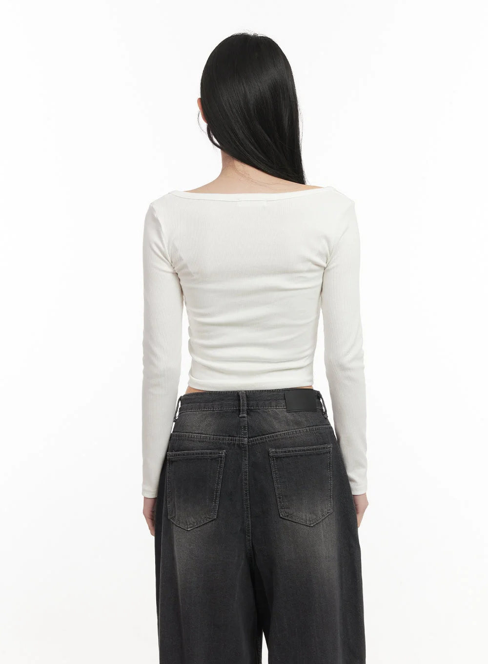 Buttoned Slim-Fit Crop Top CF514 - Image 6