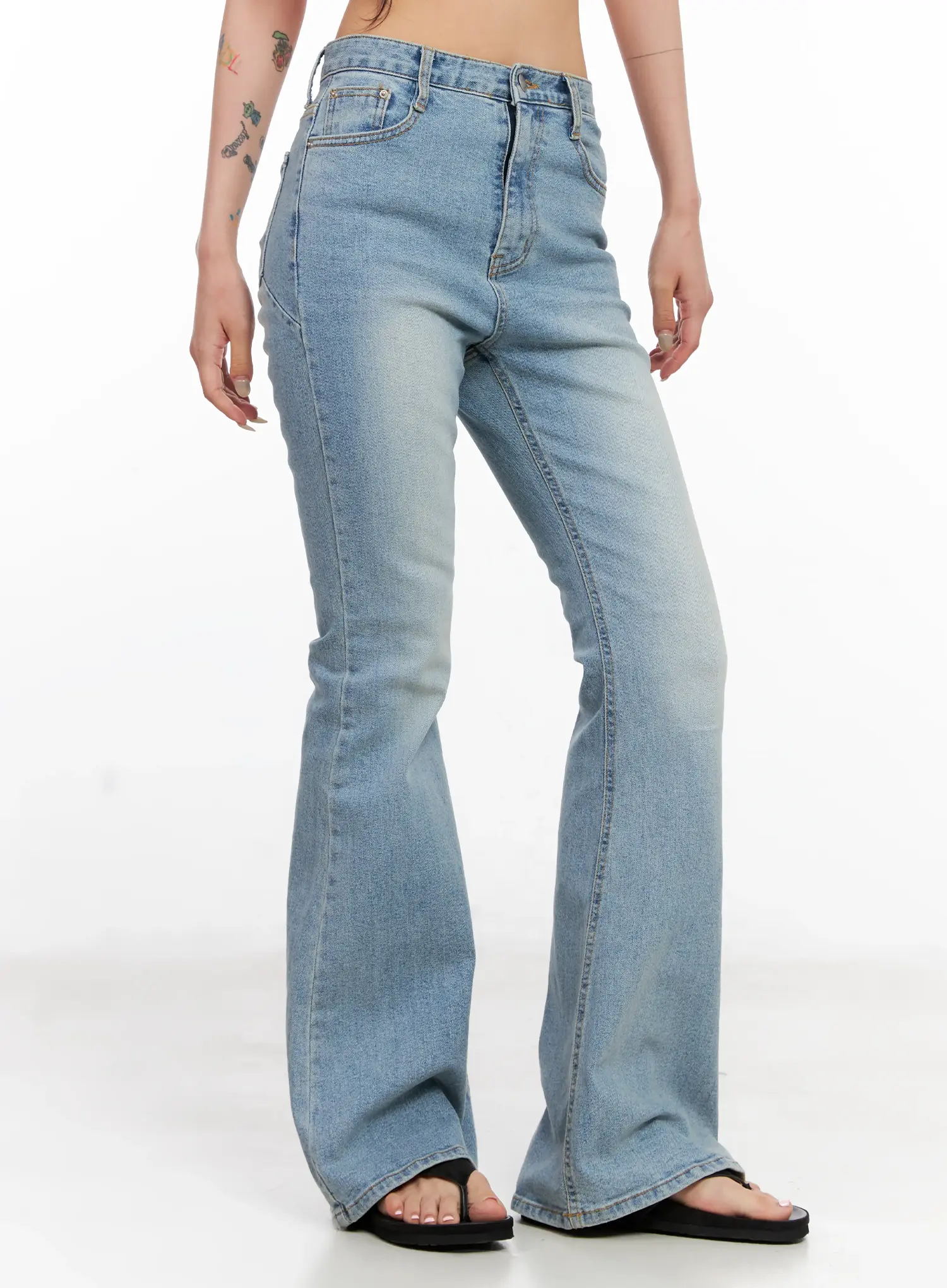 Byeol Washed Flare Denim Jeans CL525 - Image 7