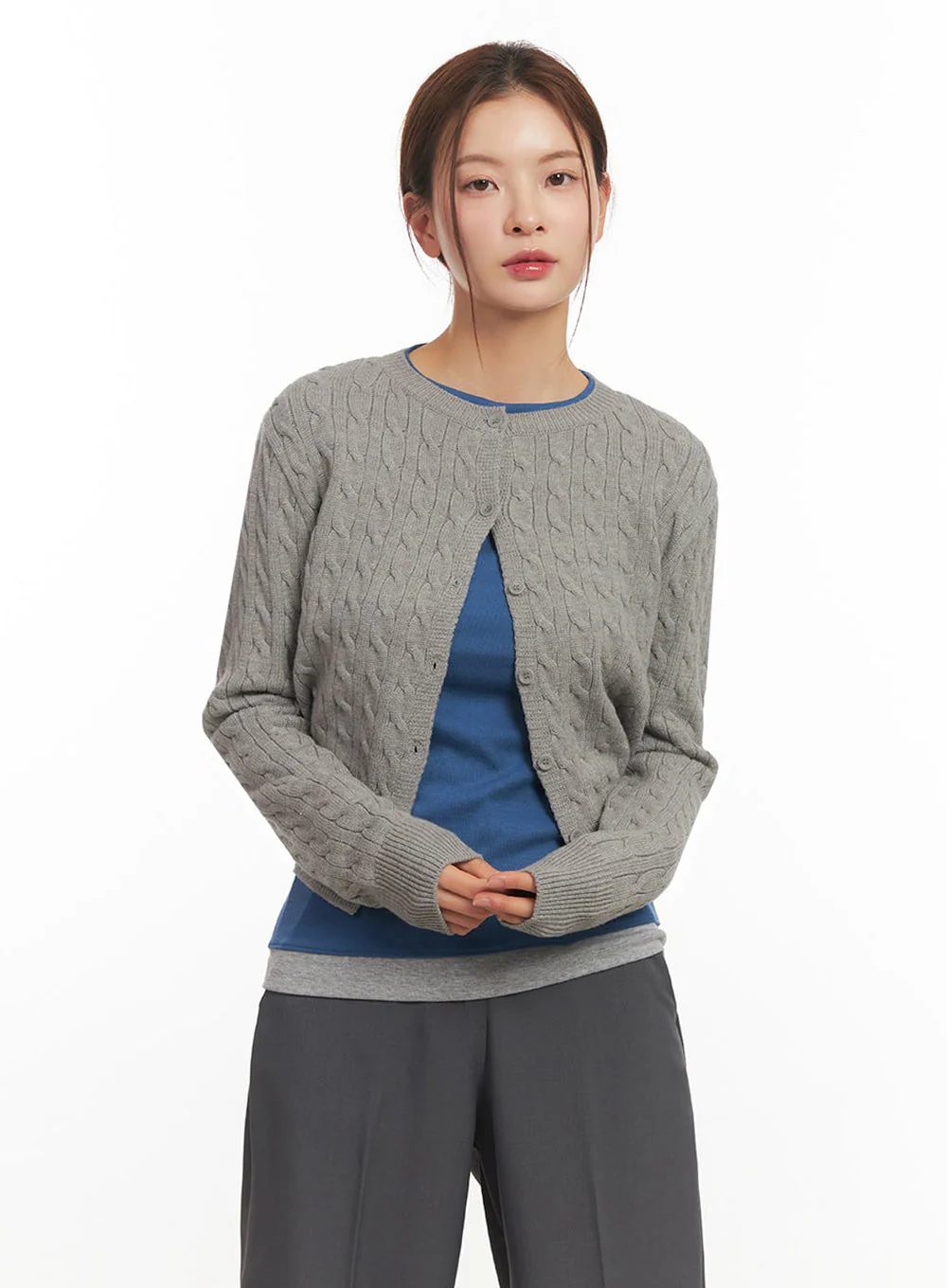 Cable-Knit Buttoned Cardigan IM524 - Image 7