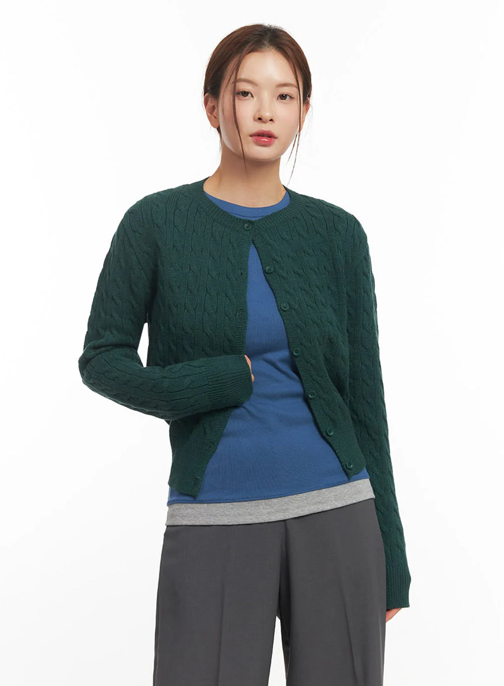 Cable-Knit Buttoned Cardigan IM524 - Image 9