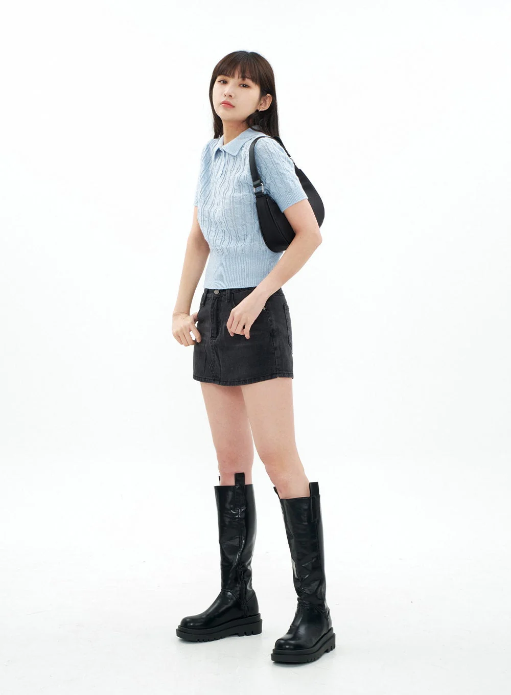 Cable Knit Collared Short-sleeve Sweater CA01 - Image 19