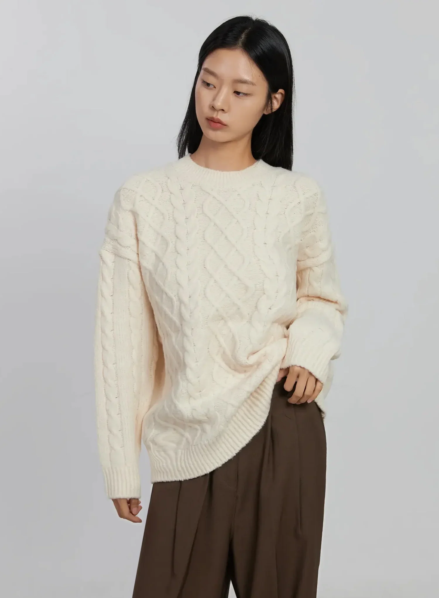 Cable Knit Crew Neck Sweater ID516