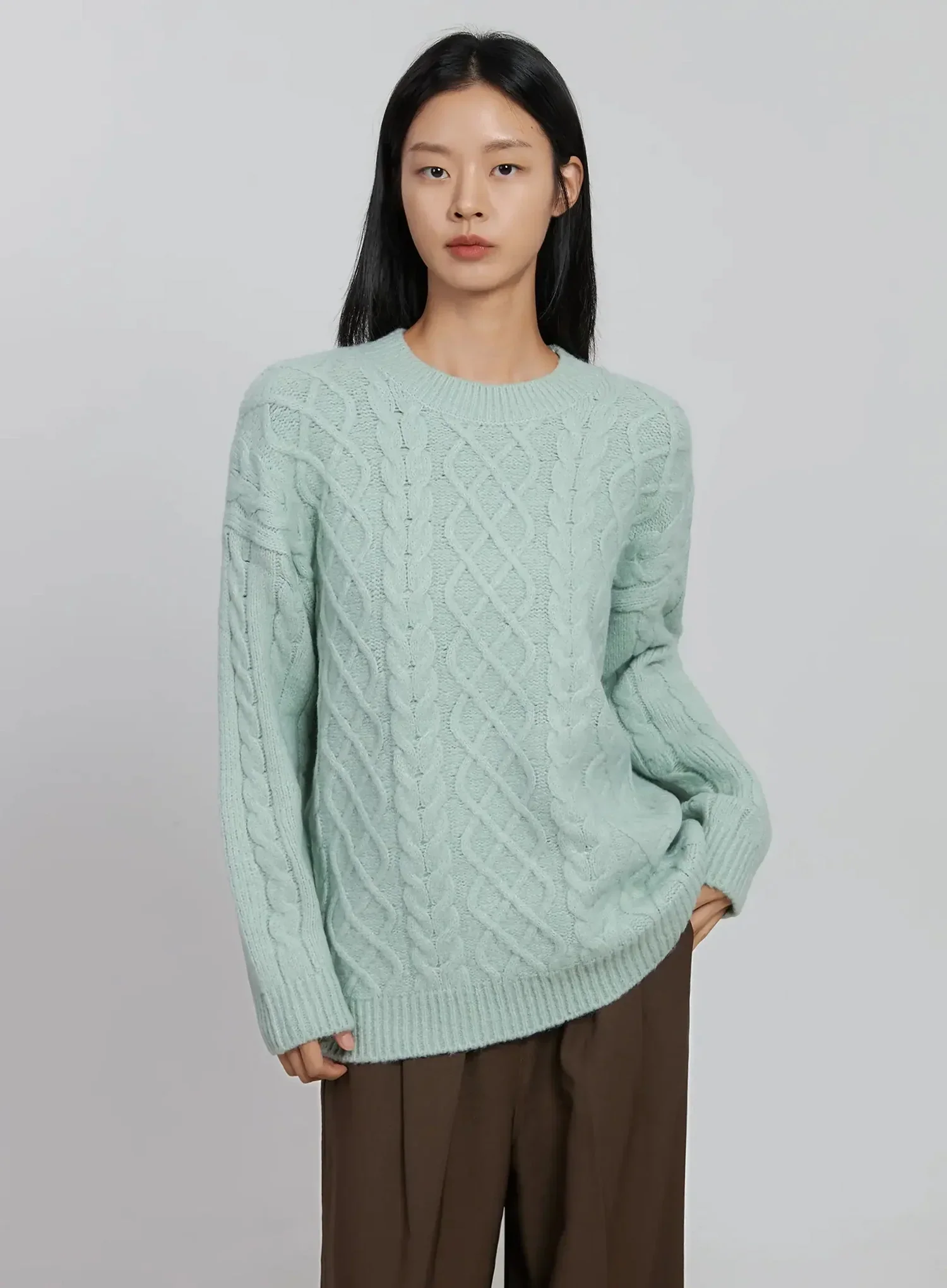 Cable Knit Crew Neck Sweater ID516 - Image 14