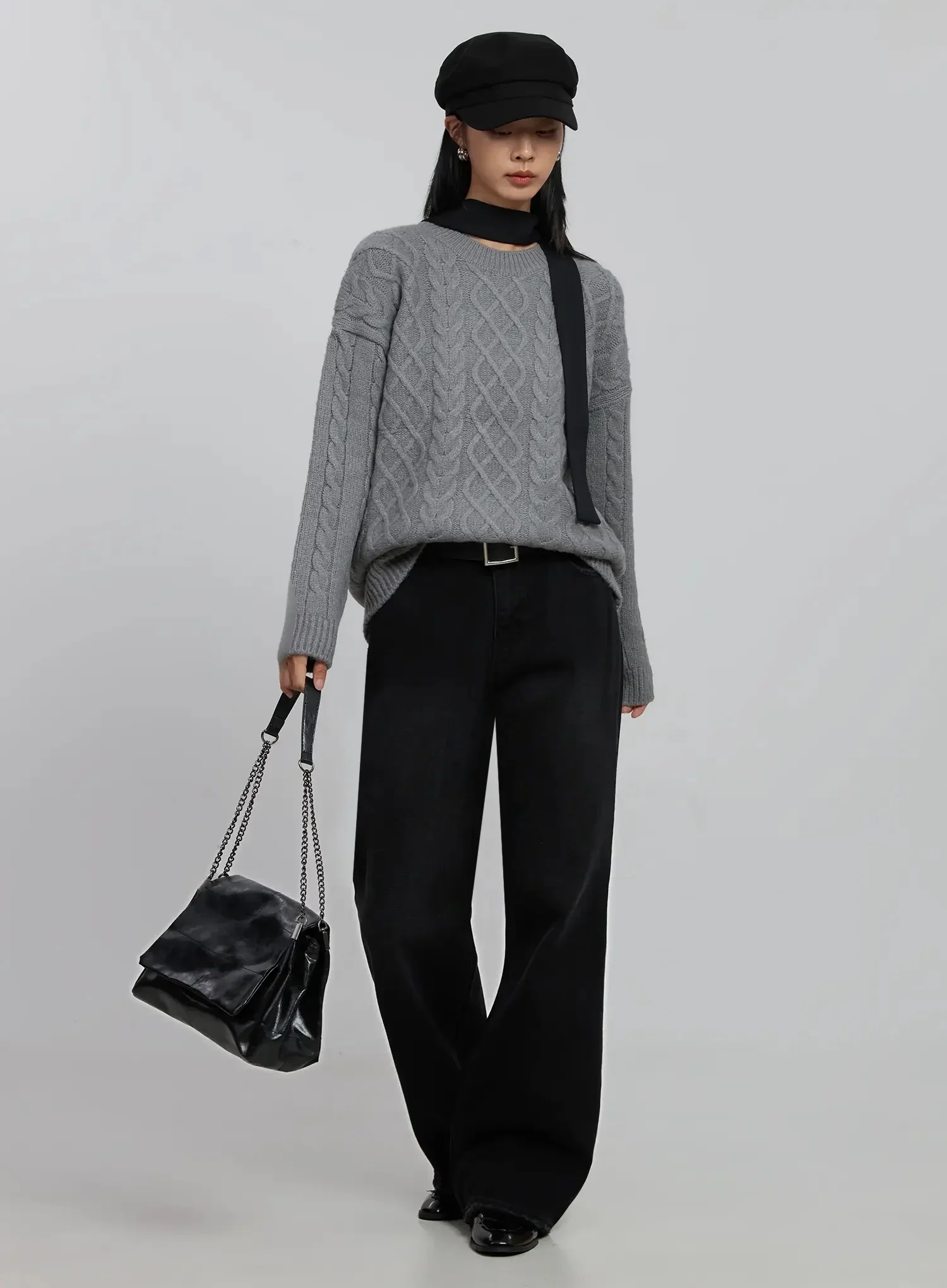 Cable Knit Crew Neck Sweater ID516 - Image 15