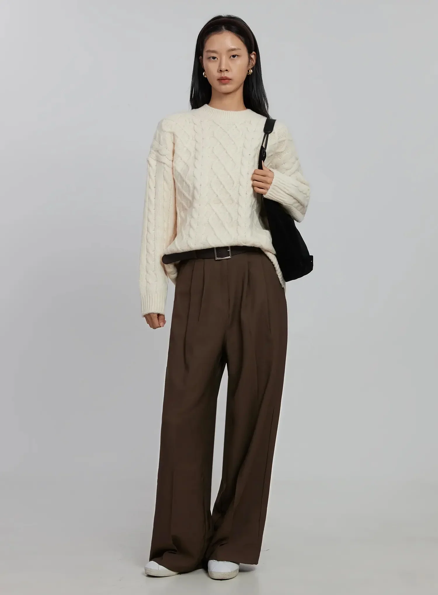 Cable Knit Crew Neck Sweater ID516 - Image 2