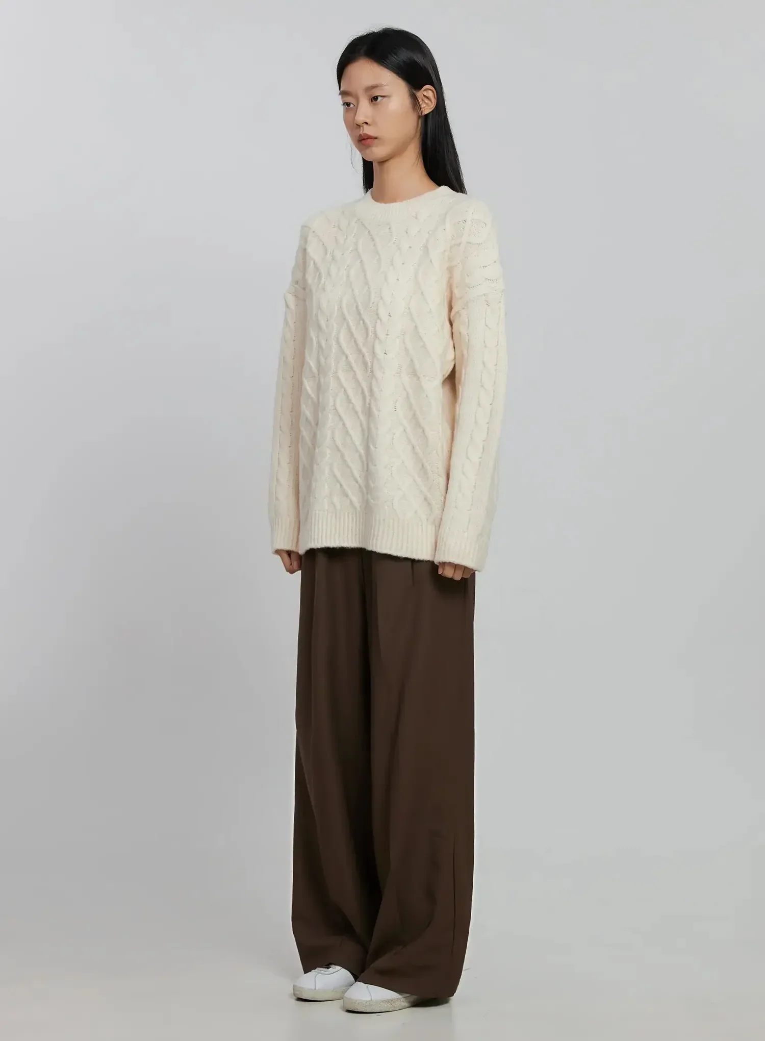 Cable Knit Crew Neck Sweater ID516 - Image 5