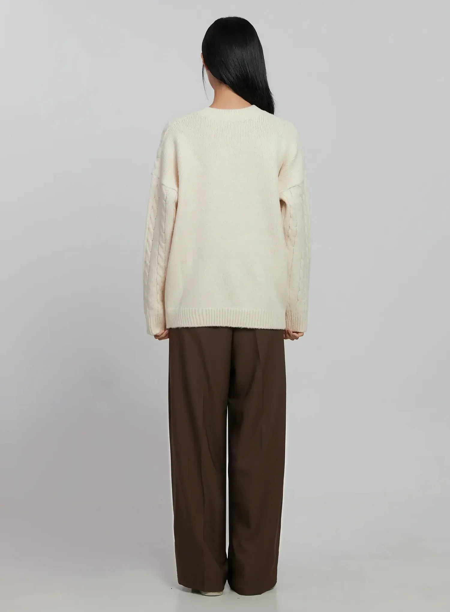 Cable Knit Crew Neck Sweater ID516 - Image 7