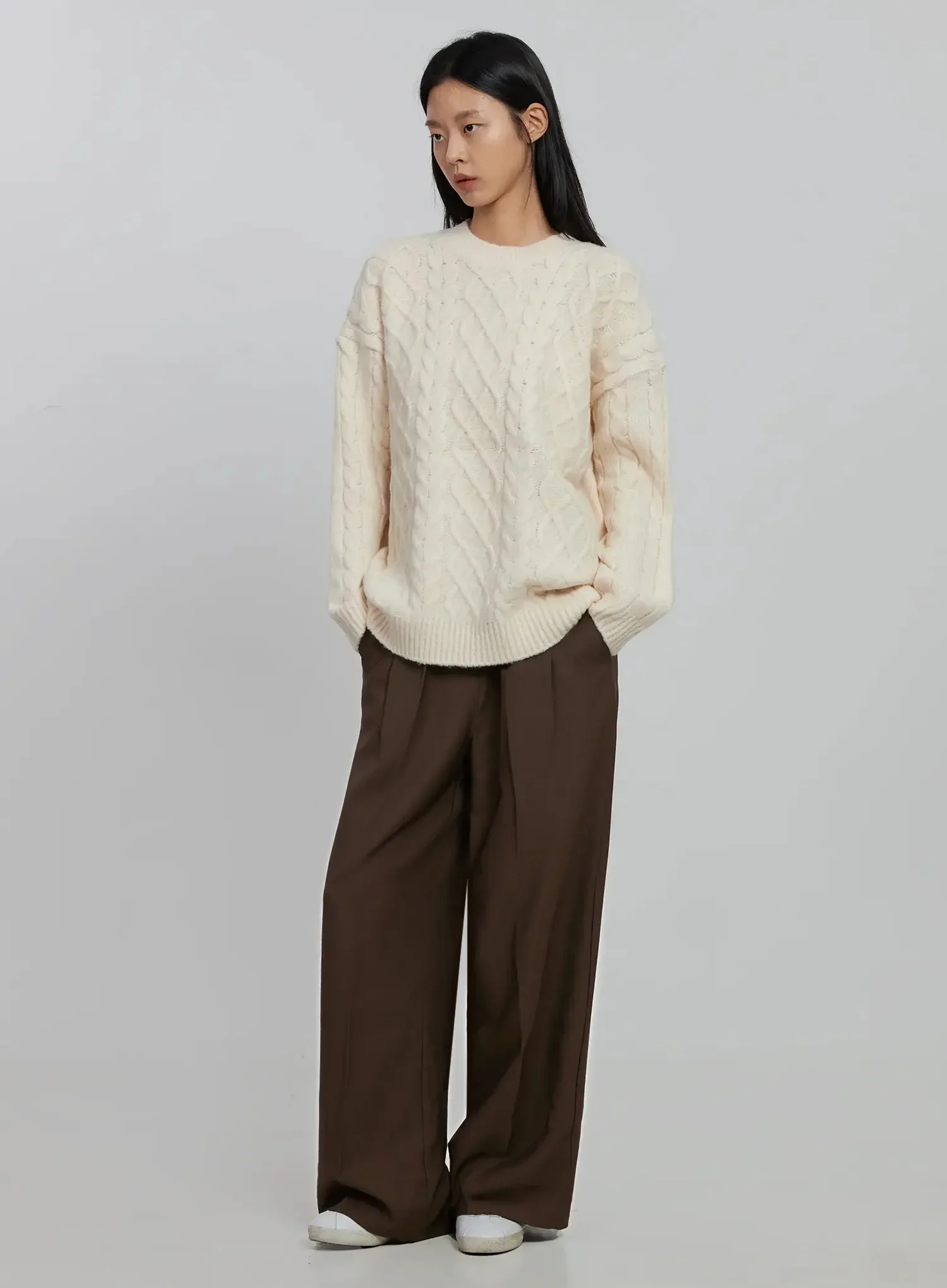 Cable Knit Crew Neck Sweater ID516 - Image 8