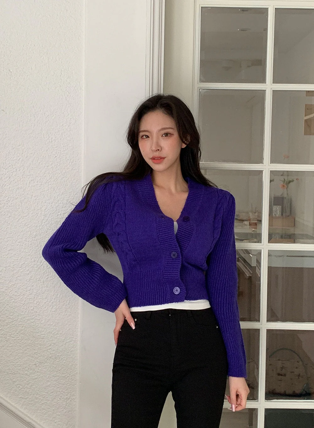 Cable Knit Cropped Cardigan J31 - Image 14