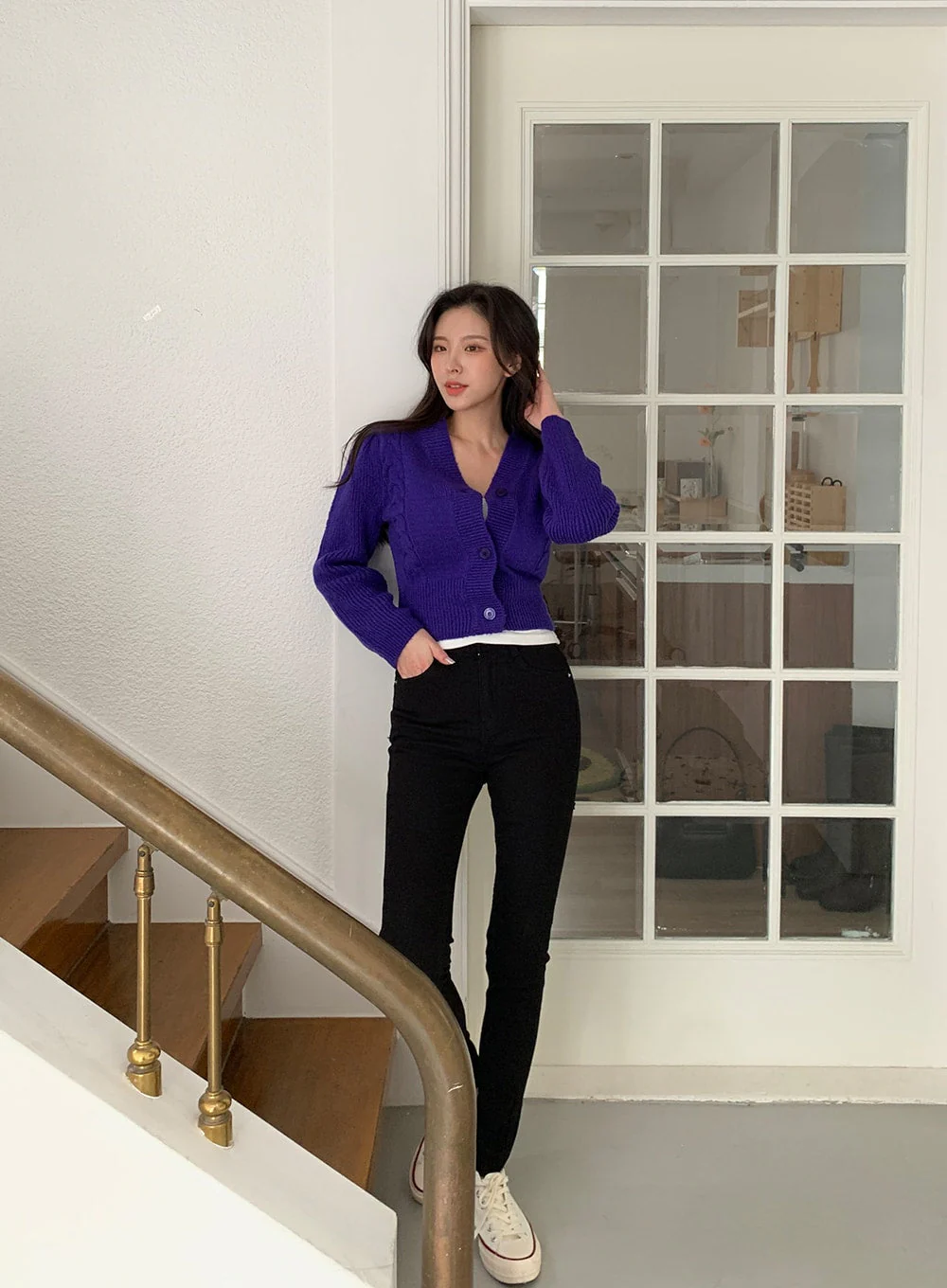 Cable Knit Cropped Cardigan J31 - Image 18