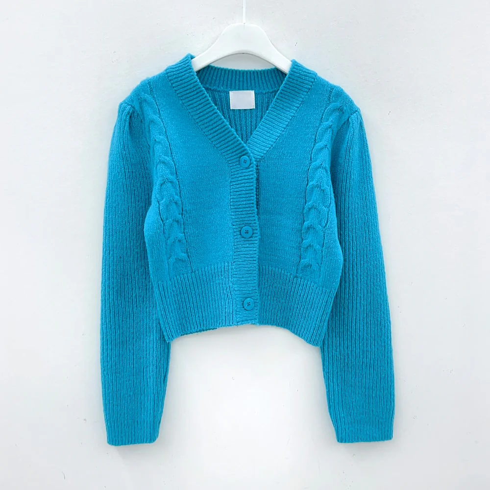 Cable Knit Cropped Cardigan J31 - Image 28