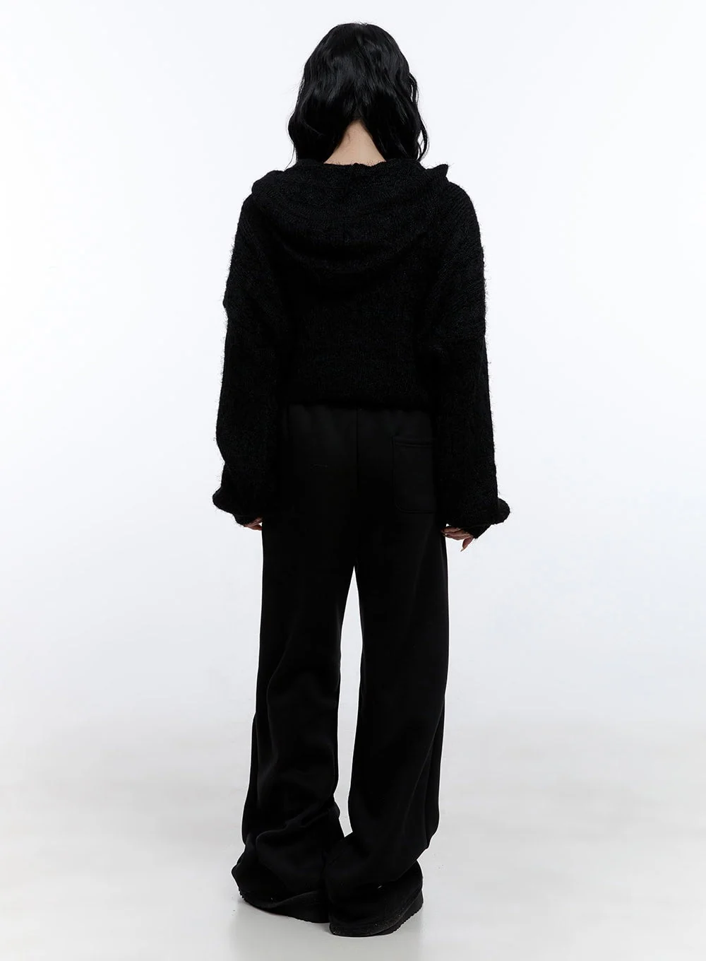 Cable Knit Cropped Hooded Cardigan CD419 - Image 6