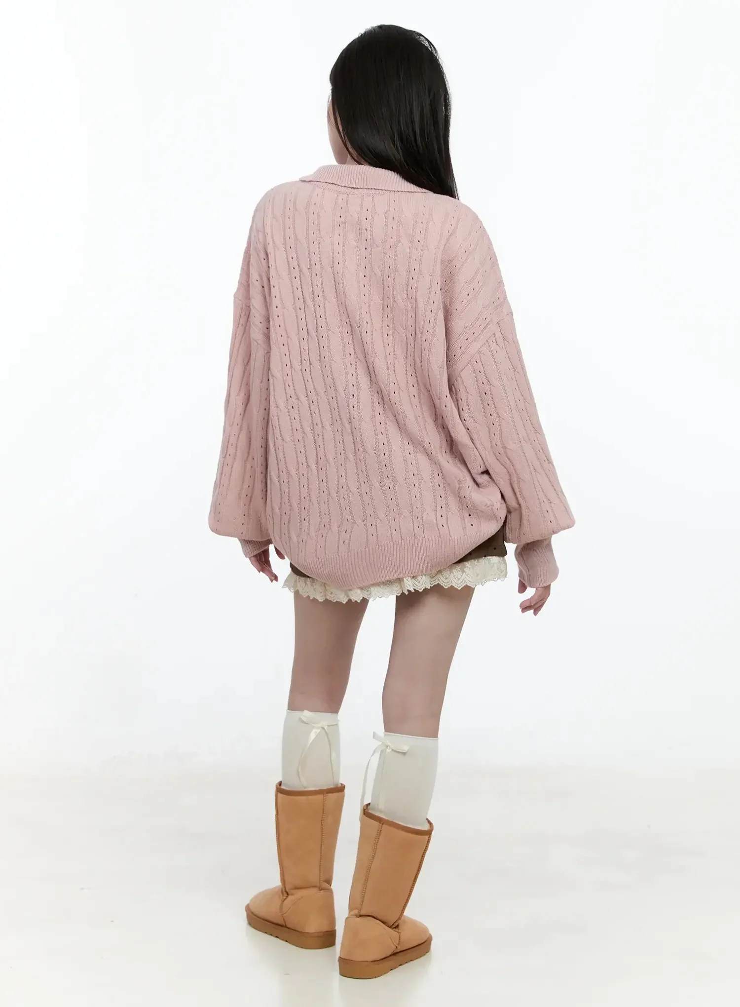 Cable Knit Half-Zip Sweater IO520 - Image 10