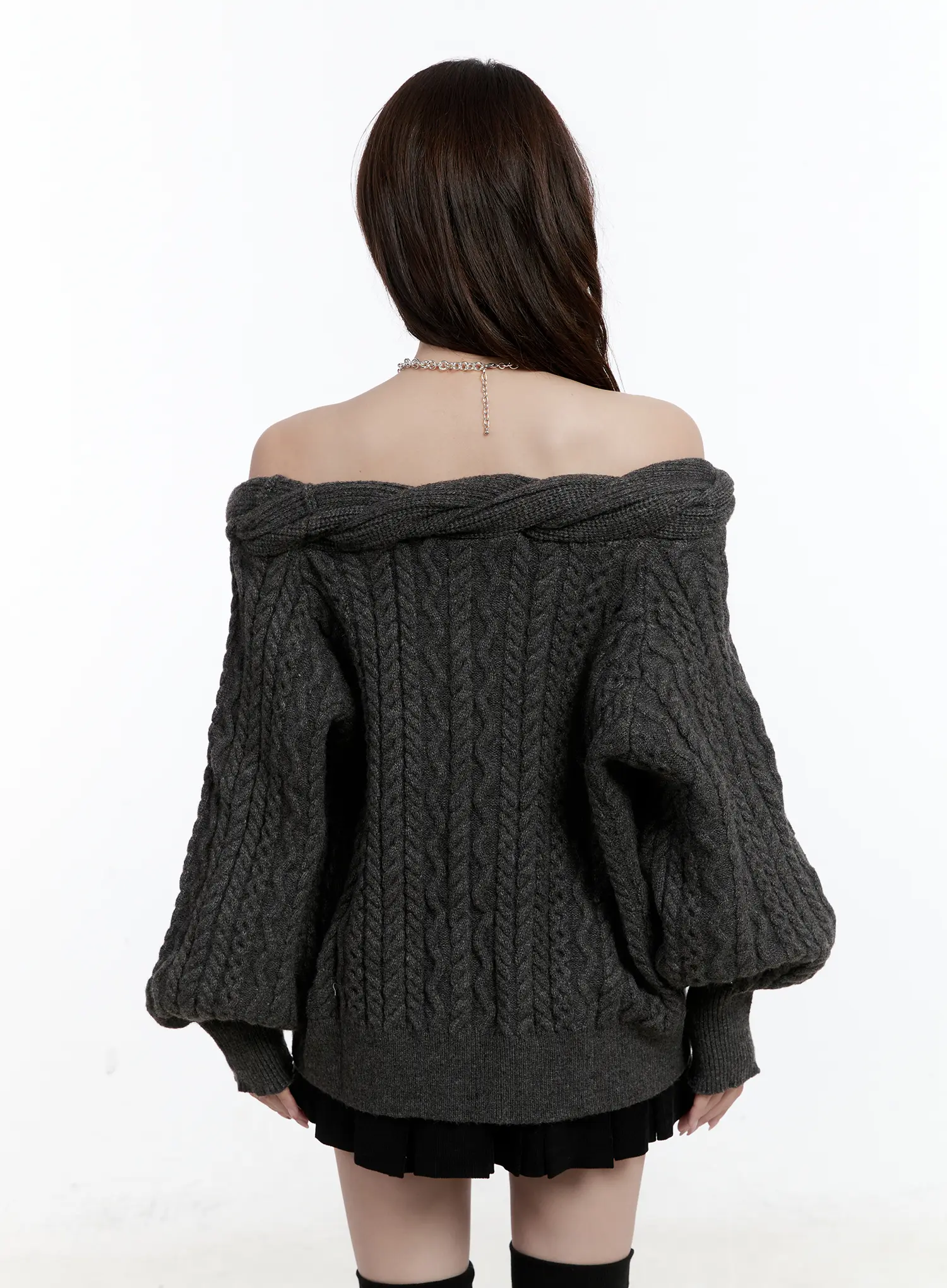 Cable Knit Off-Shoulder Sweater CN525 - Image 6