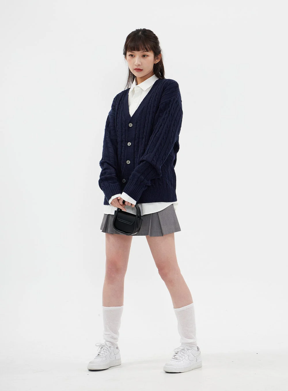 Cable Knit Relaxed Fit Cardigan C7102 - Image 3