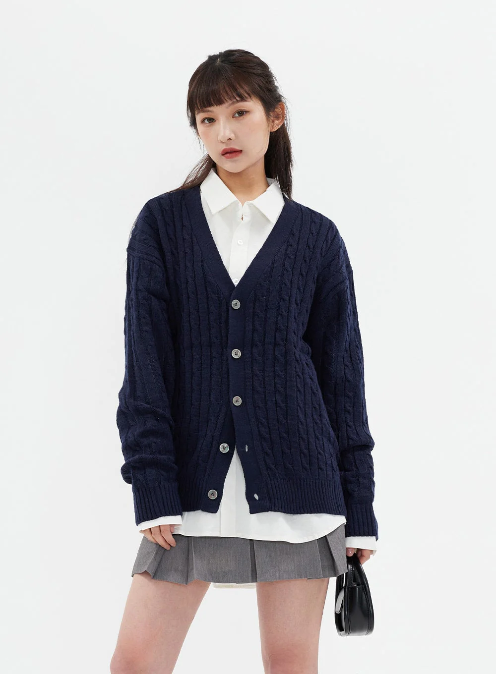Cable Knit Relaxed Fit Cardigan C7102 - Image 4
