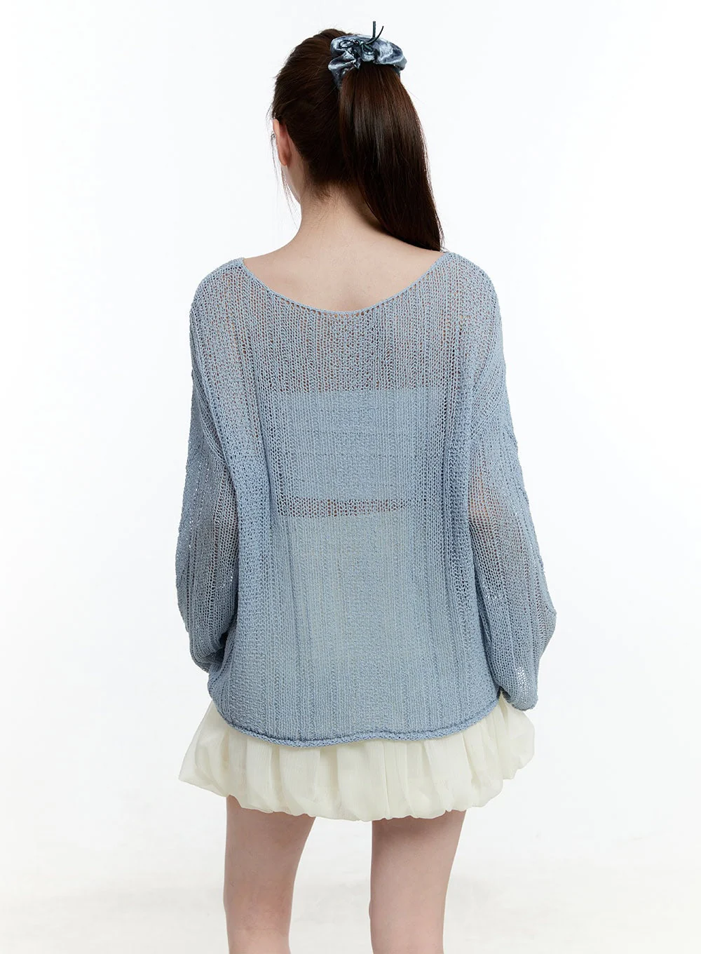 Cable Knit Sheer Loose-Fit Sweater CM521 - Image 3