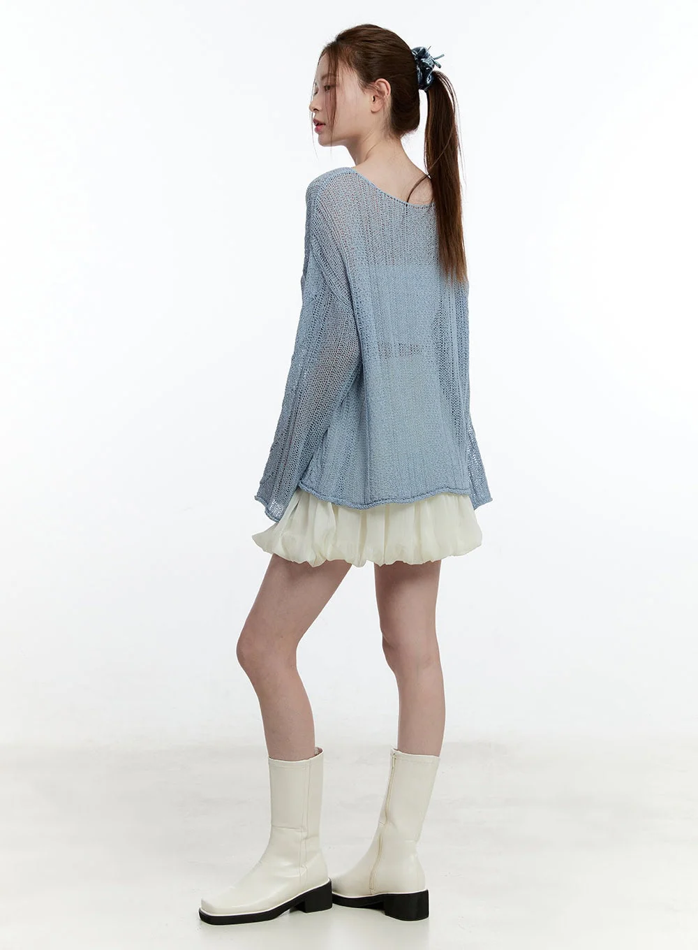 Cable Knit Sheer Loose-Fit Sweater CM521 - Image 4