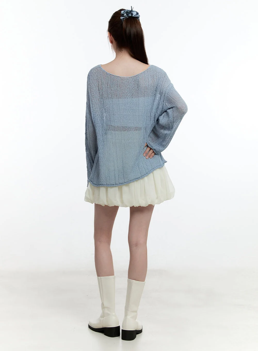 Cable Knit Sheer Loose-Fit Sweater CM521 - Image 5