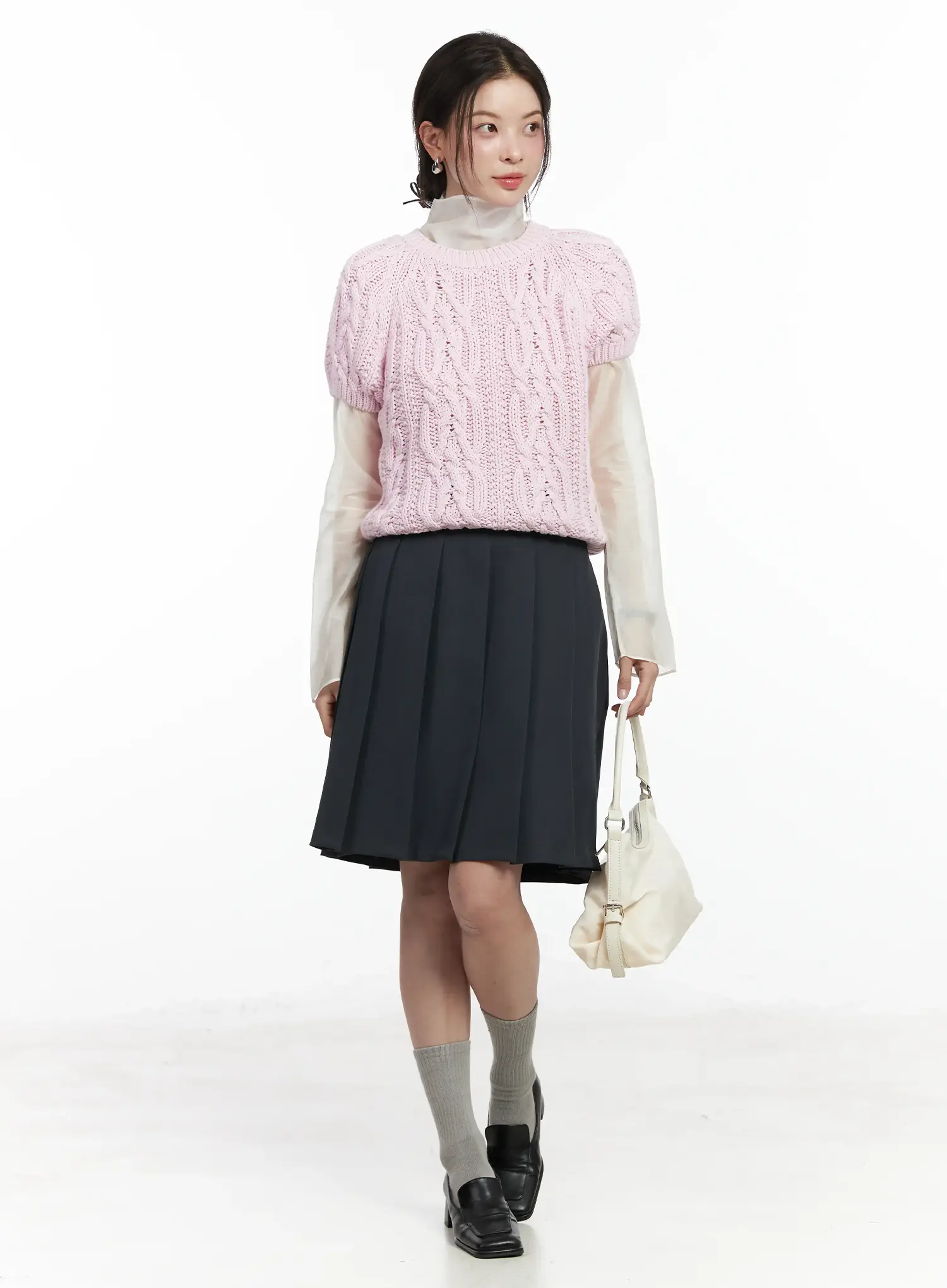 Cable Knit Short Sleeve Top IF524 - Image 10