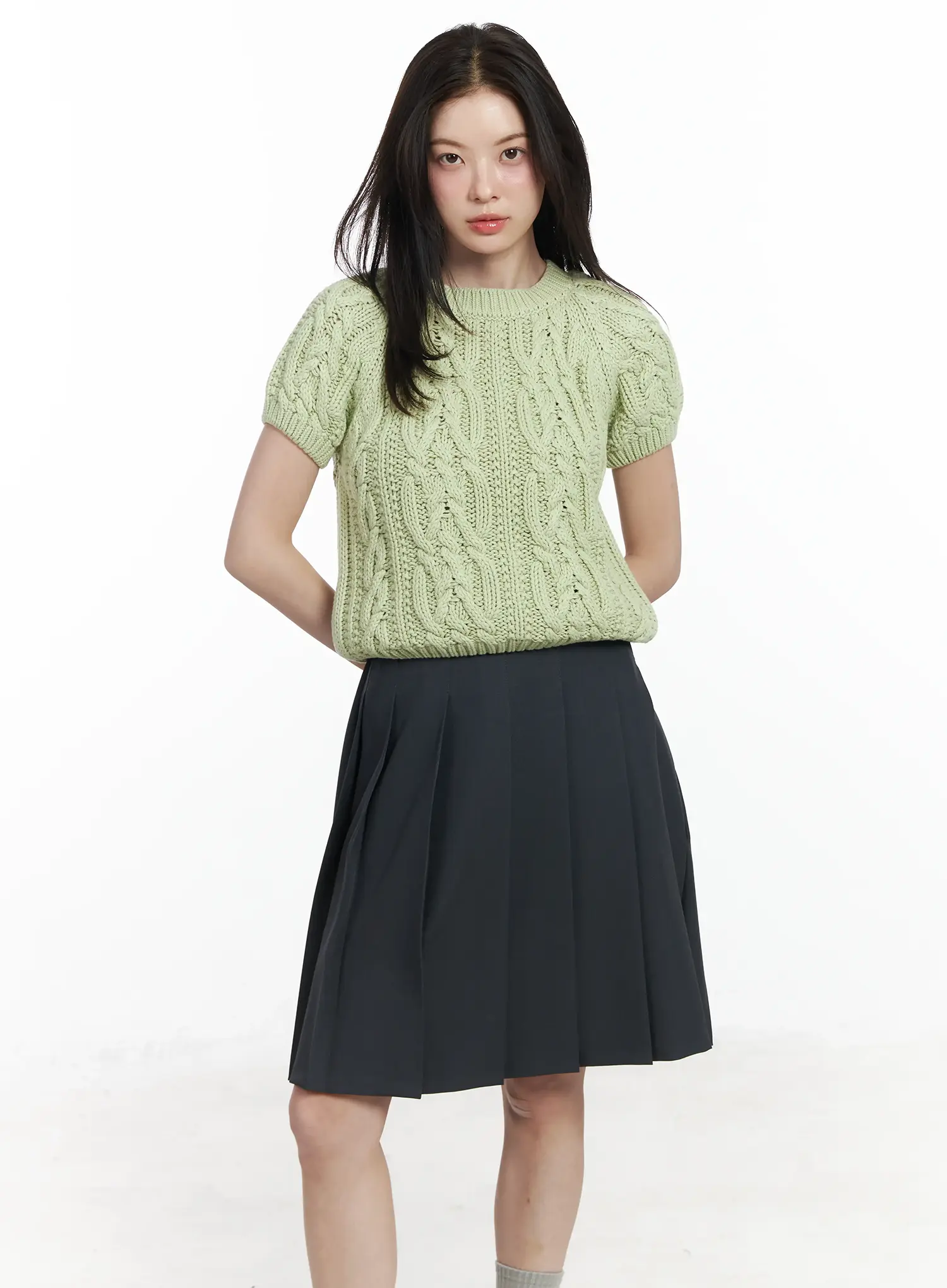 Cable Knit Short Sleeve Top IF524 - Image 13