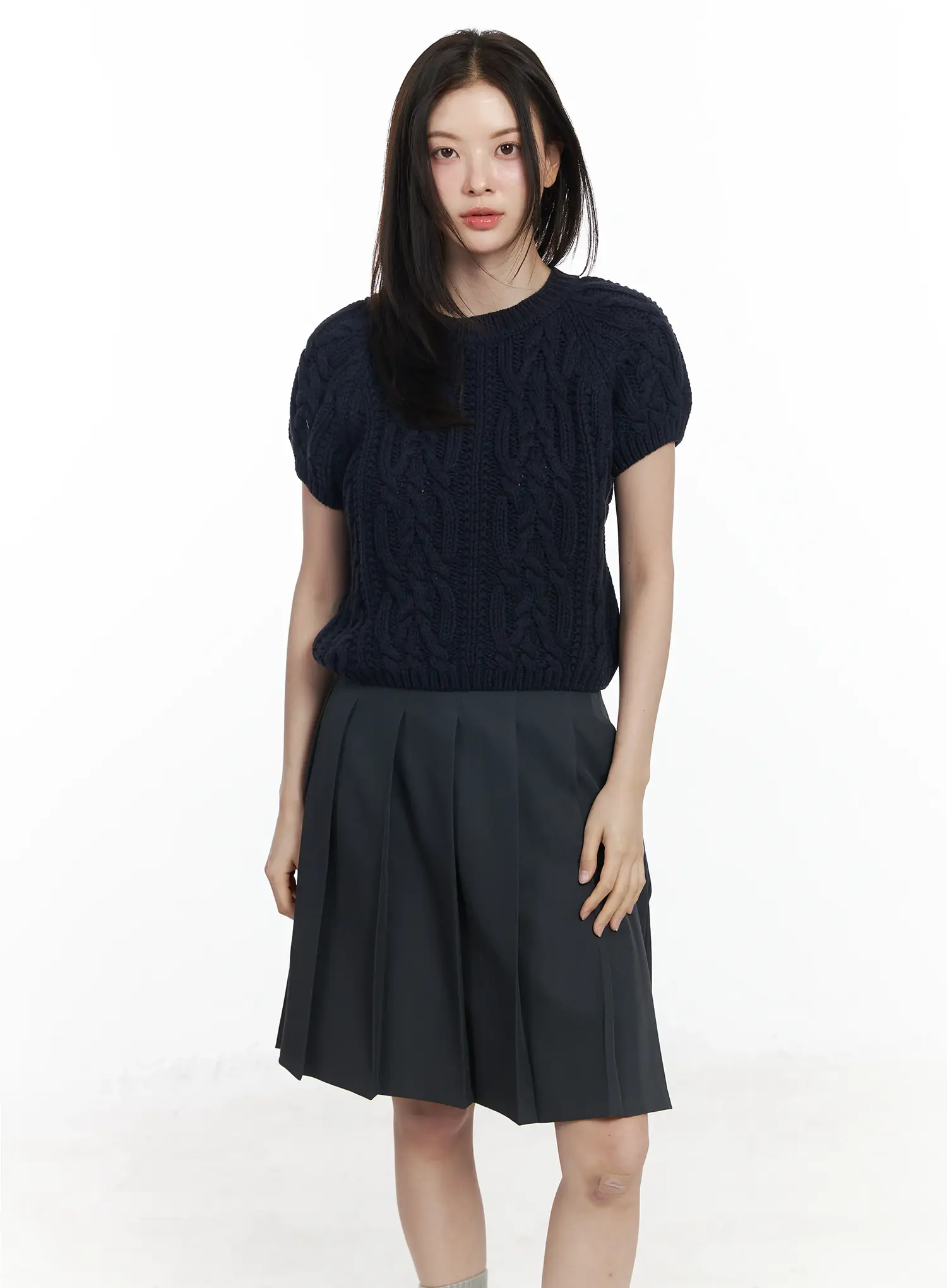 Cable Knit Short Sleeve Top IF524 - Image 14
