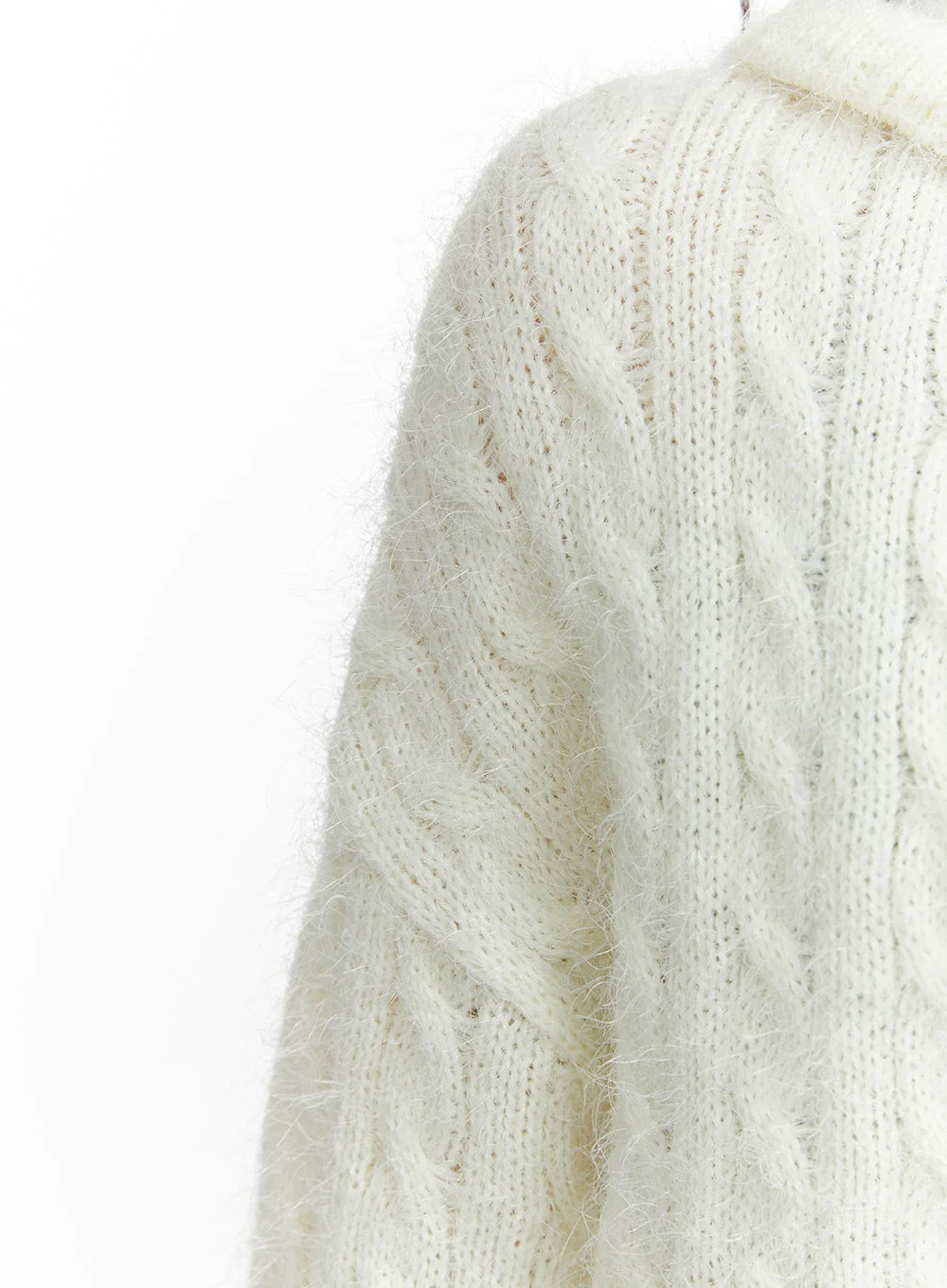 Cable Knit Zippered Hooded Cardigan CF416 - Image 2