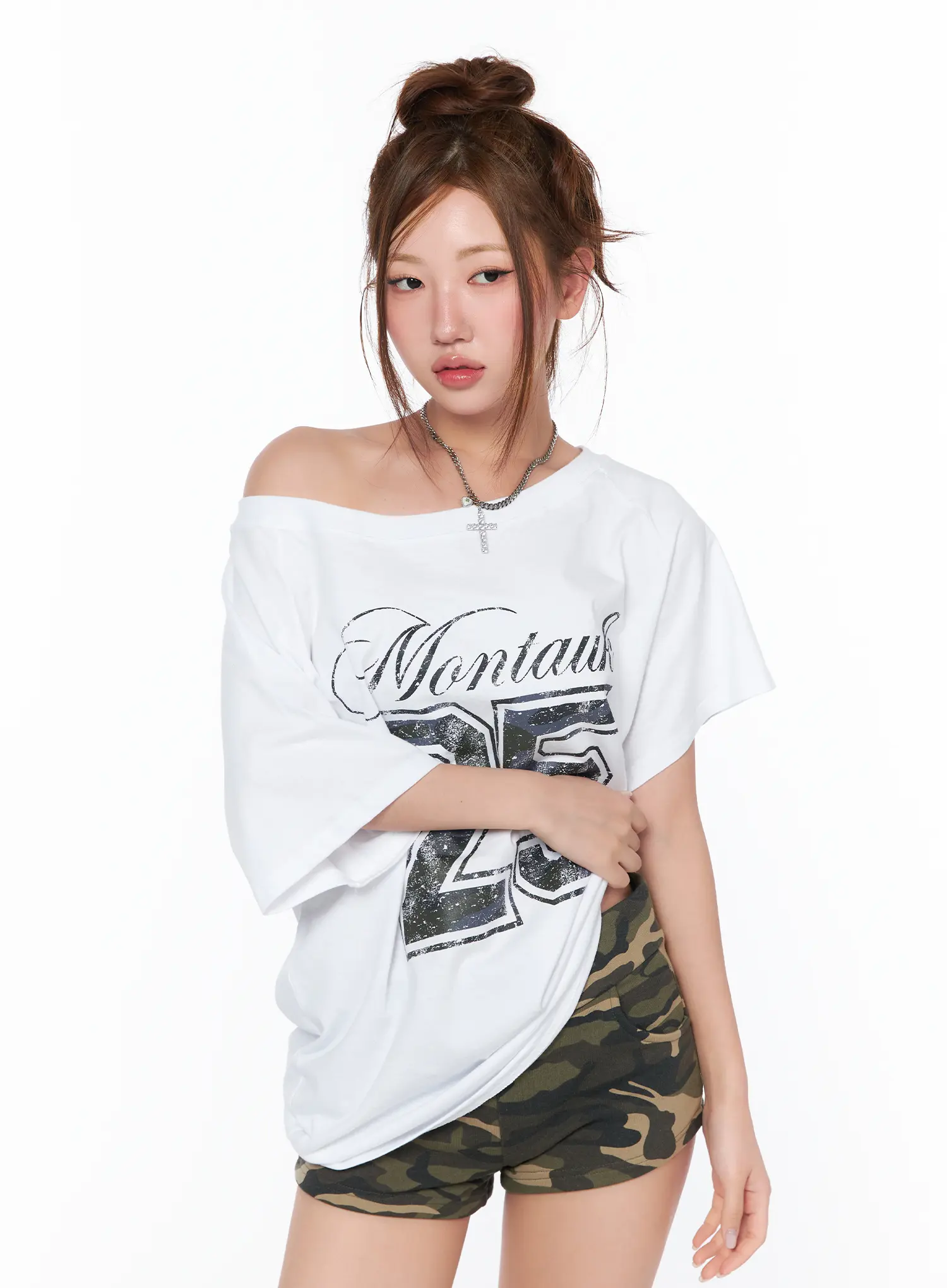 Camo Graphic Print Oversized T-Shirt CA515 - Image 2