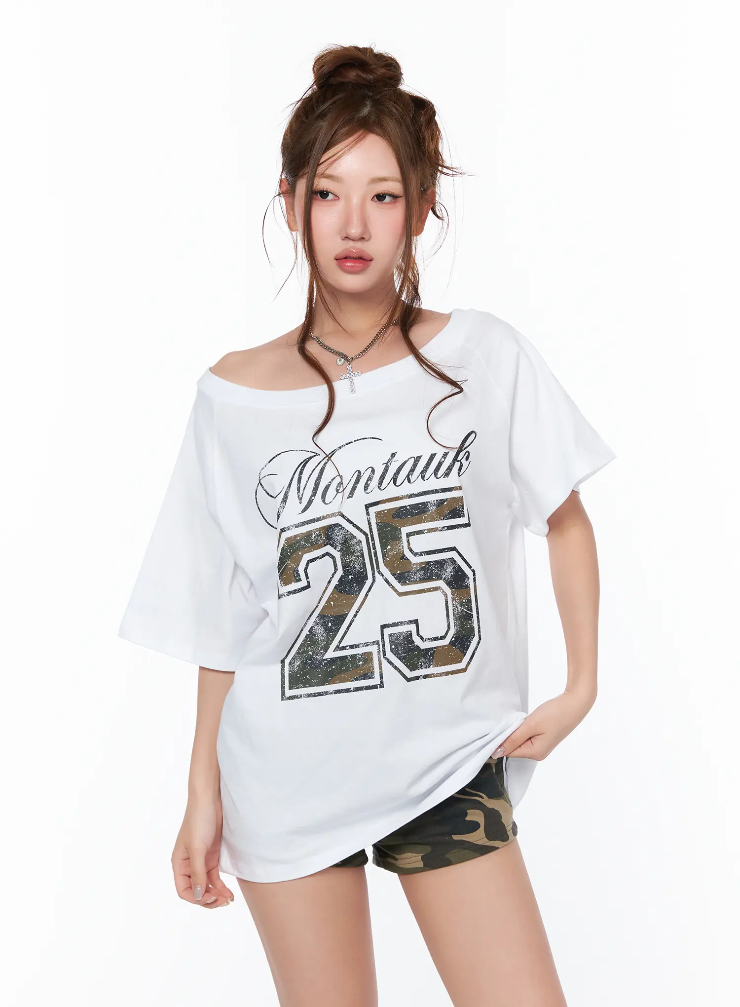Camo Graphic Print Oversized T-Shirt CA515 - Image 5