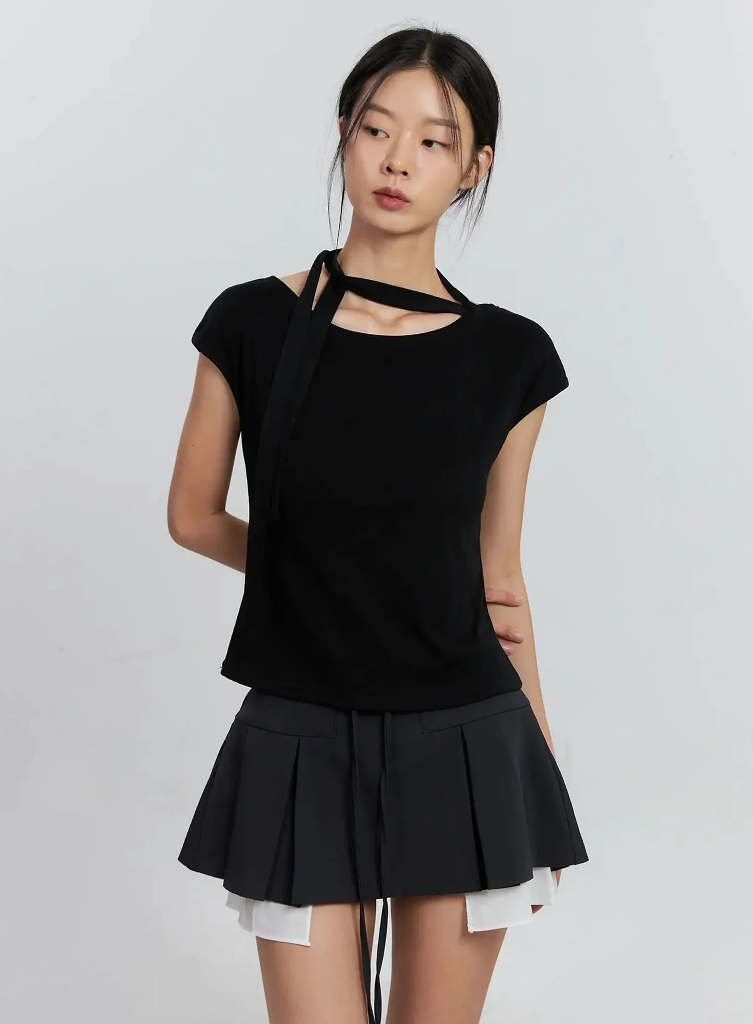 Cap Sleeve Bow Tie Top IS516 - Image 2