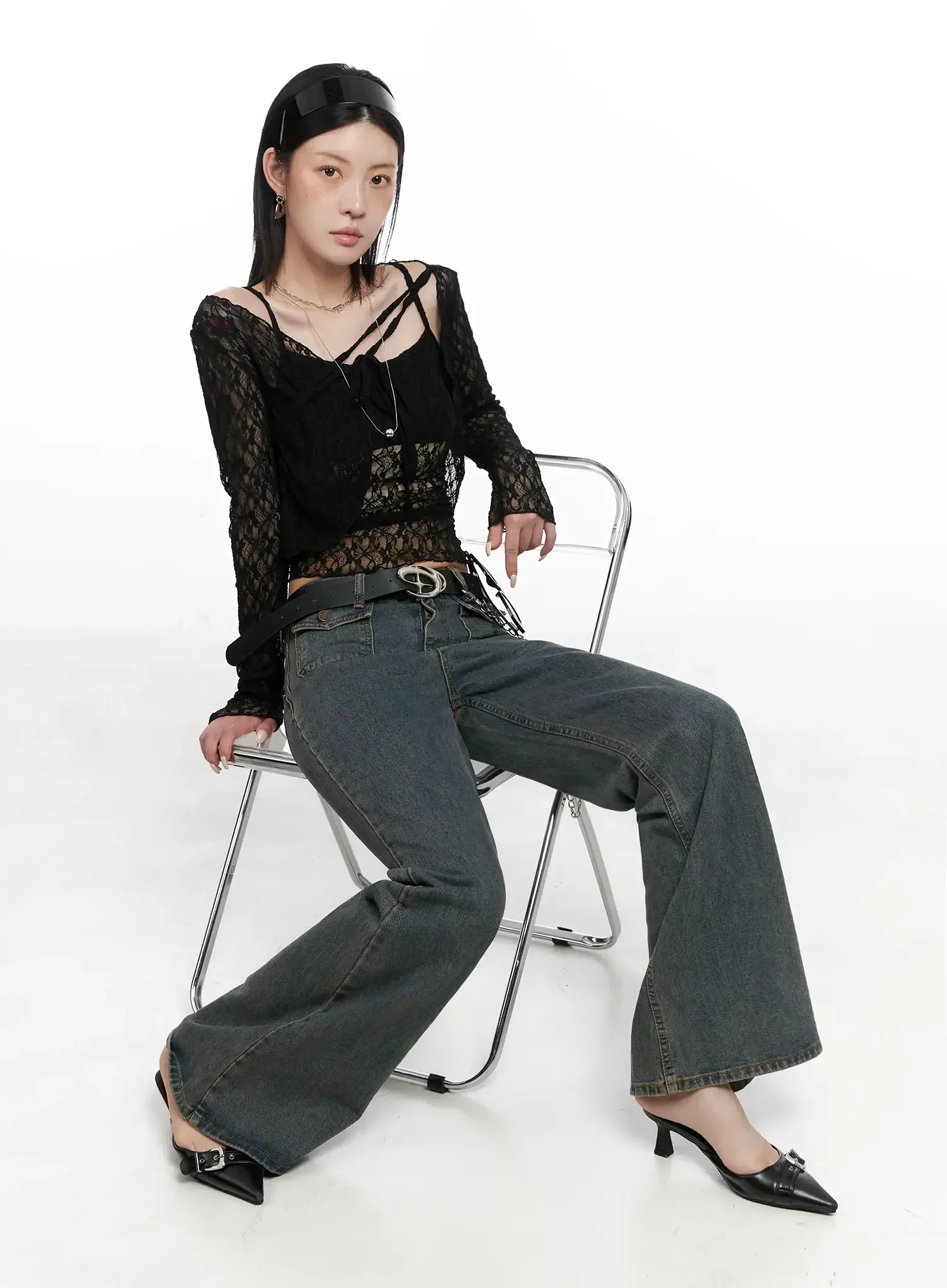 Cardigan with Lace Straps IS508