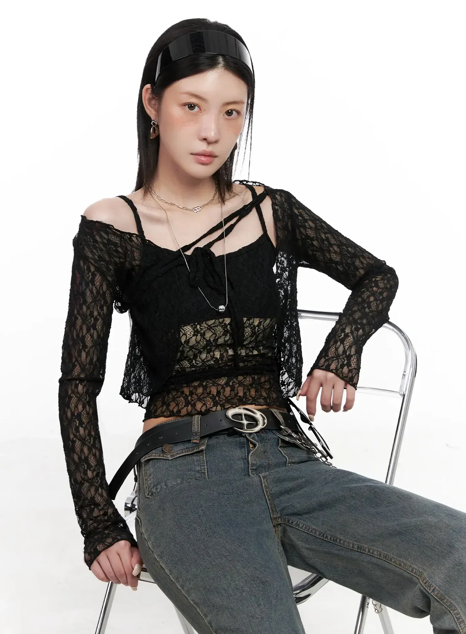 Cardigan with Lace Straps IS508 - Image 11