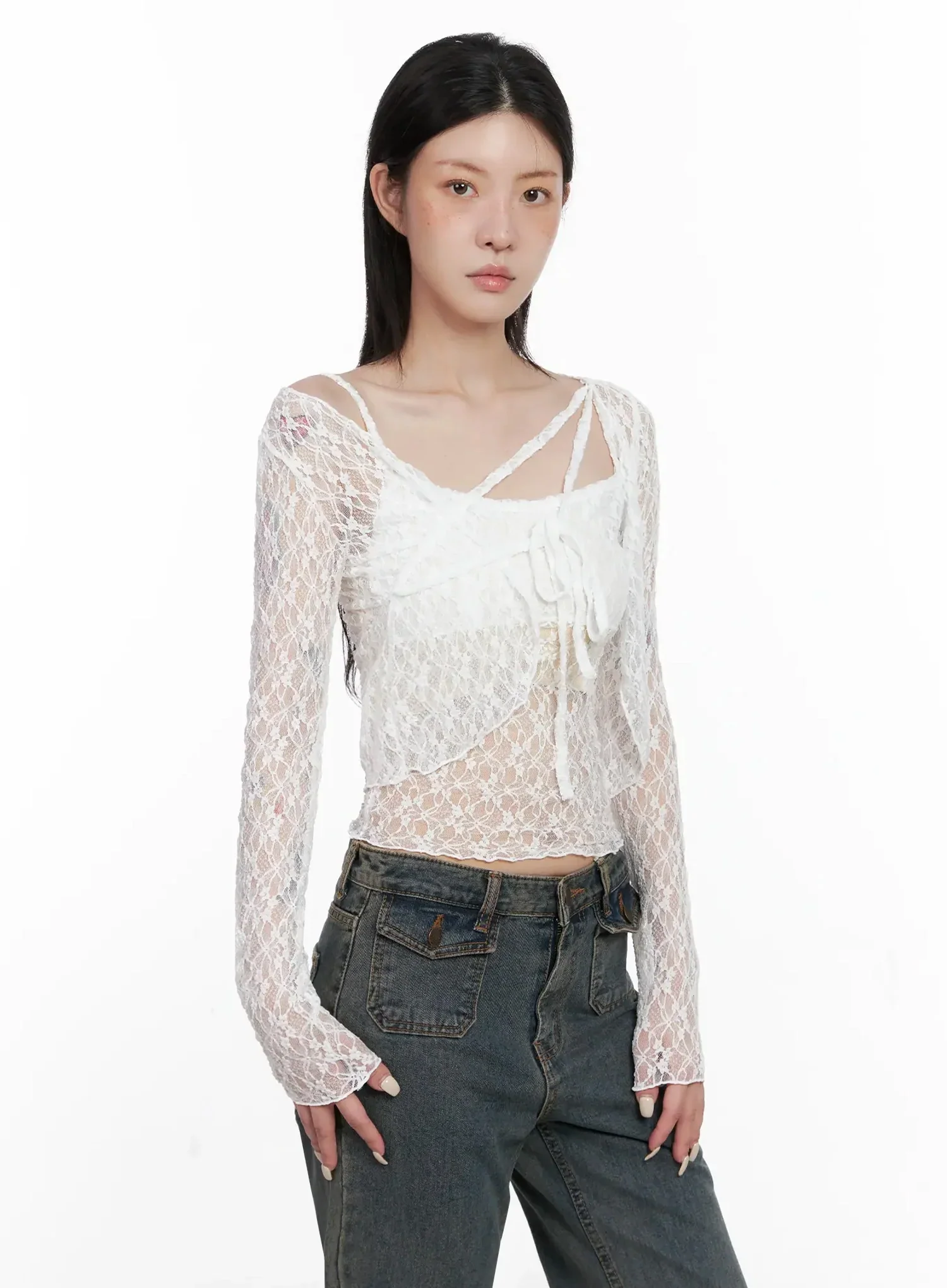Cardigan with Lace Straps IS508 - Image 12