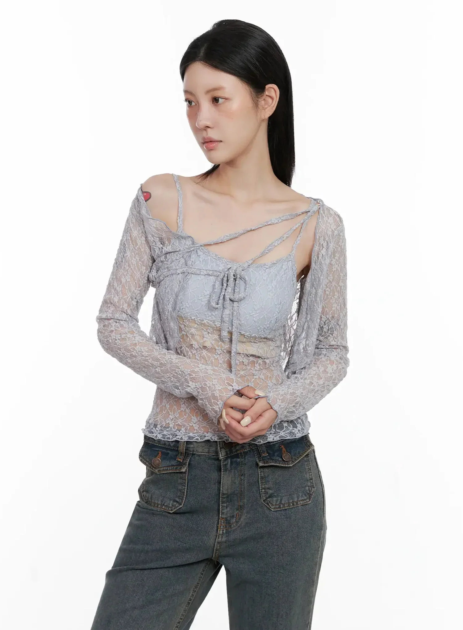 Cardigan with Lace Straps IS508 - Image 13