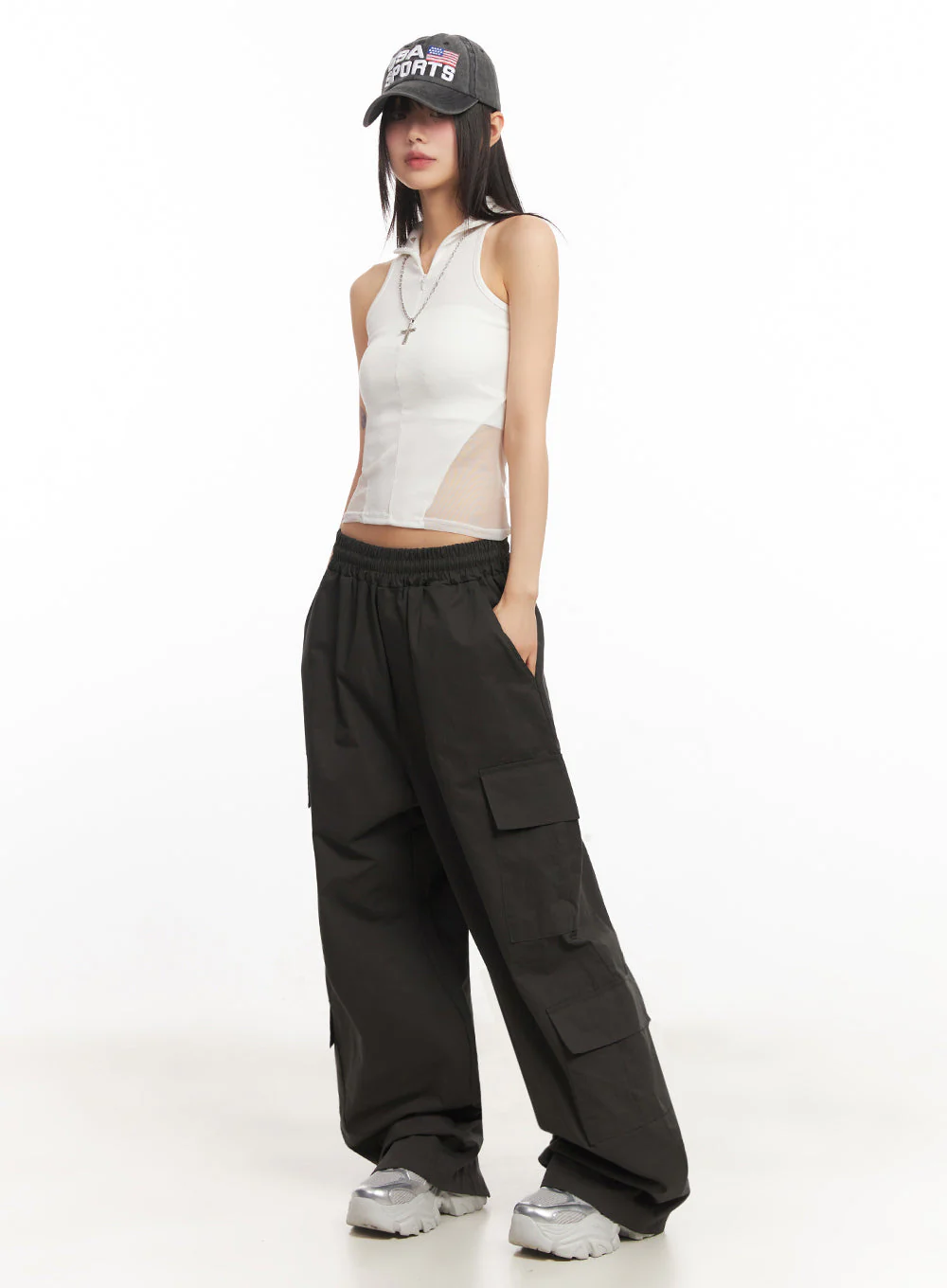 Cargo Baggy Windbreaker Pants IY502 - Image 9