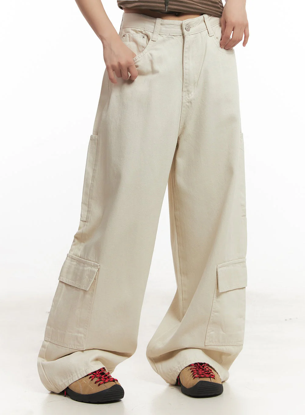 Cargo Cotton Wide-Leg Pants IA517 - Image 2