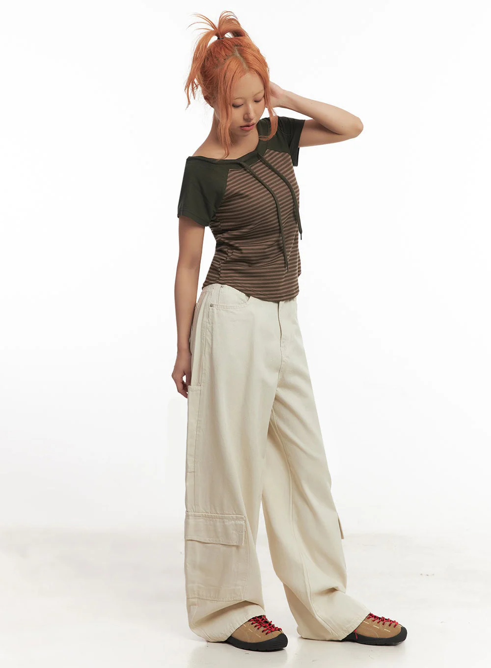 Cargo Cotton Wide-Leg Pants IA517 - Image 3