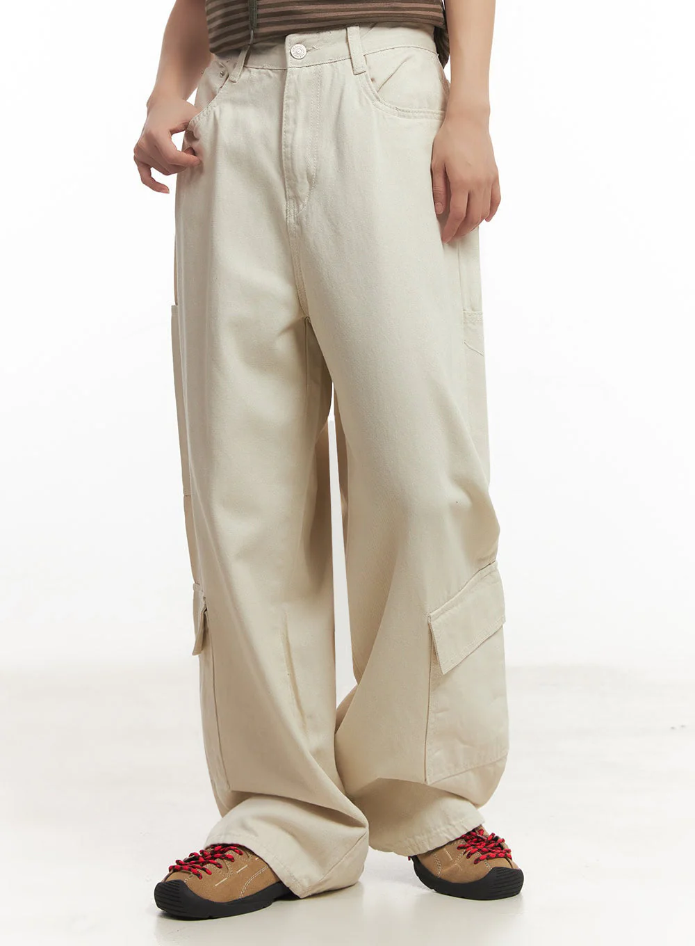 Cargo Cotton Wide-Leg Pants IA517 - Image 8