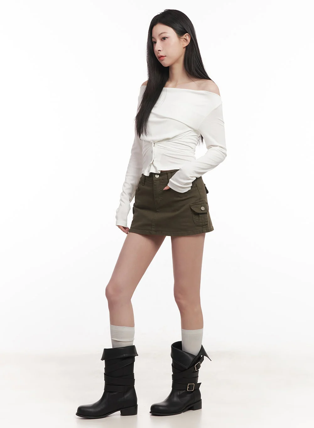 Cargo Pocket Mini Skirt CM517 - Image 3