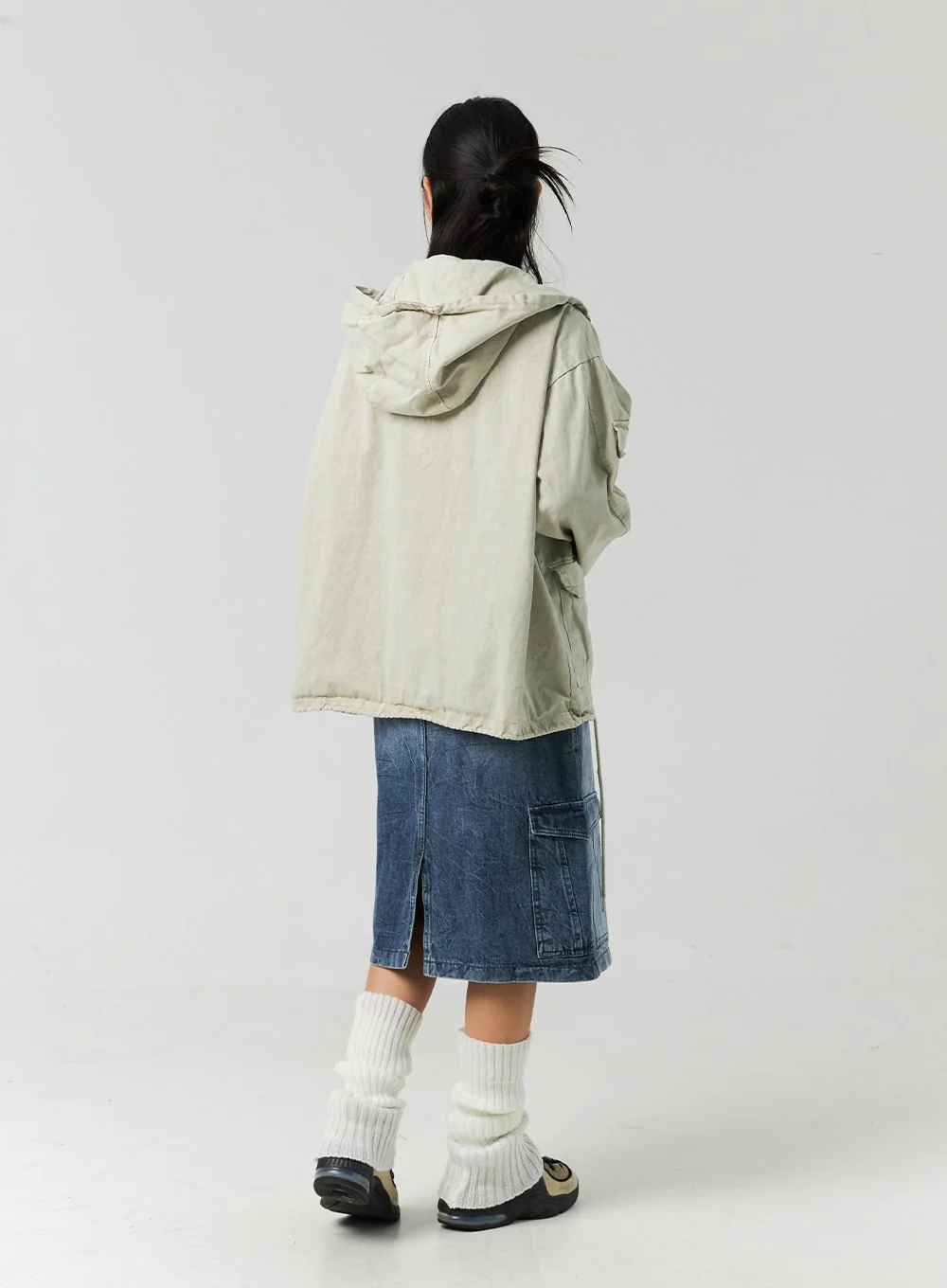 Cargo Washed Denim Midi Skirt CO323 - Image 10
