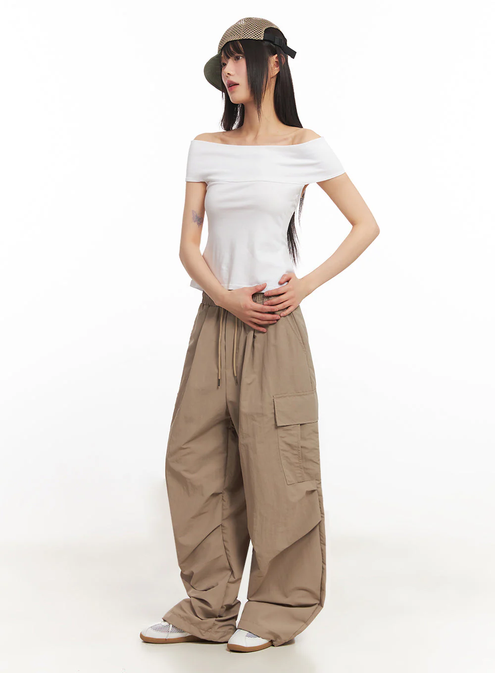 Cargo Wide-Leg Windbreaker Pants IY502 - Image 3