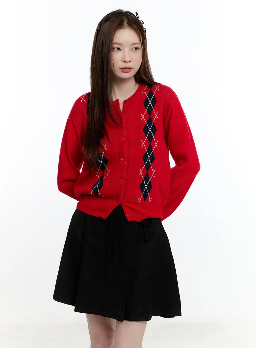 Cashmere-Blend Argyle Buttoned Cardigan CM521 - Image 10