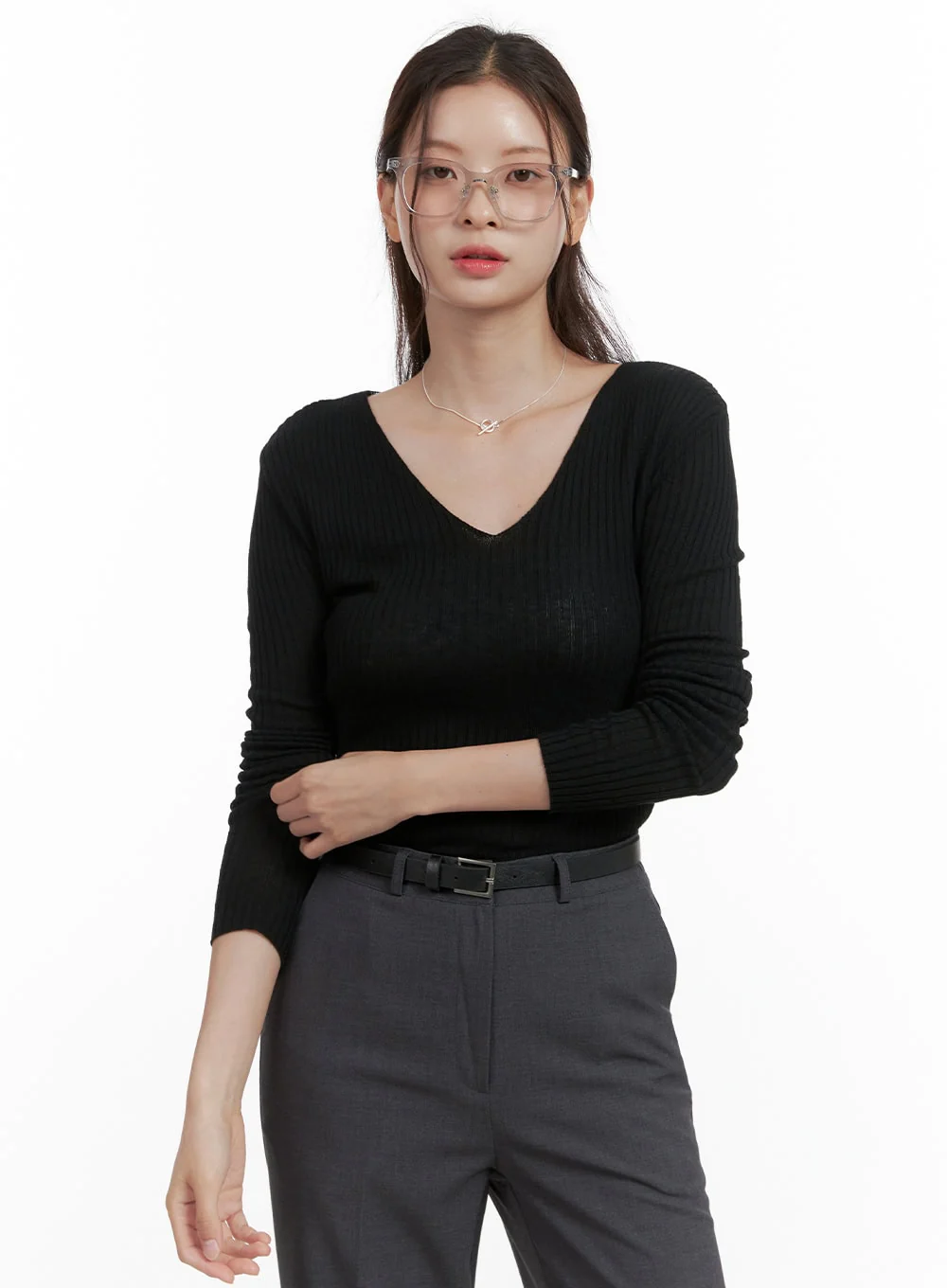 Cashmere V-Neck Long Sleeve OL416 - Image 4