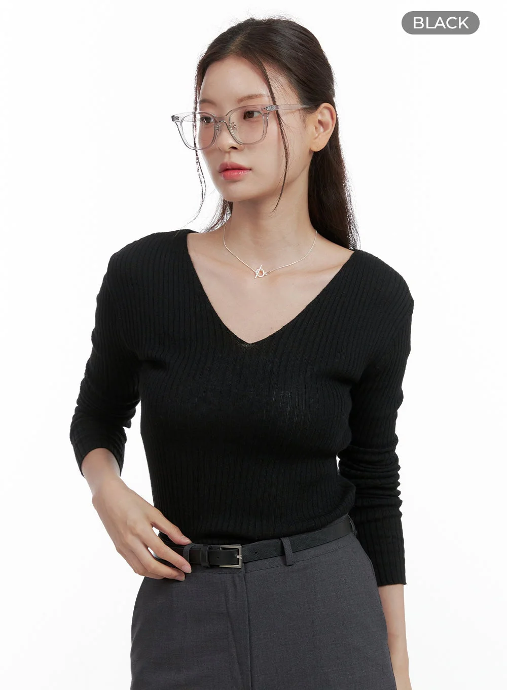 Cashmere V-Neck Long Sleeve OL416 - Image 7